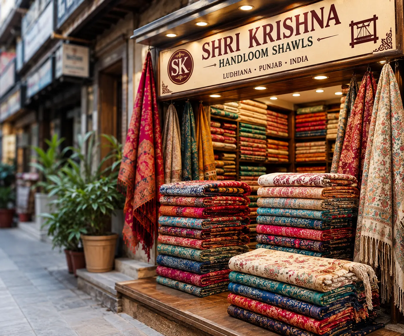 Handloom woolen shawl fabric woven in Ludhiana, Punjab