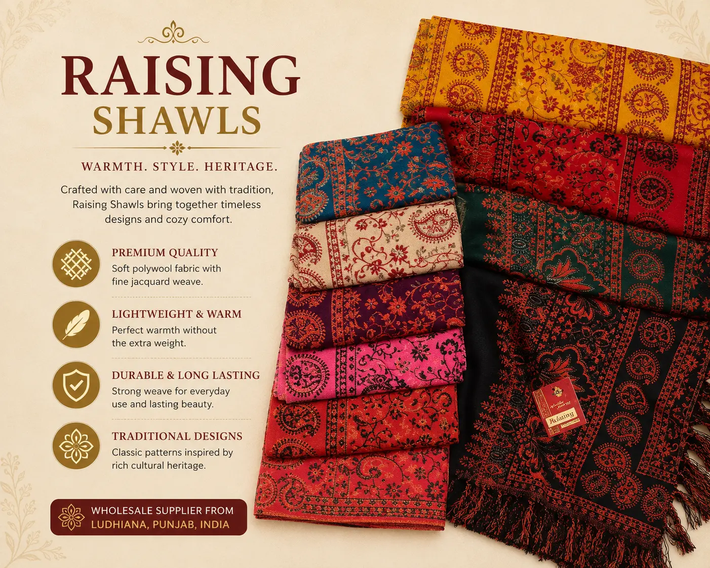 Raising Shawls — wholesale from Ludhiana